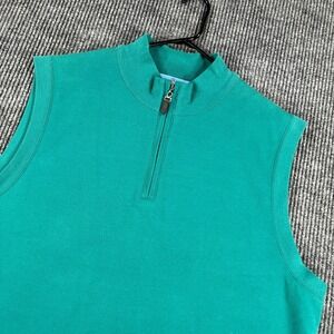 Fairway Greene Pullover Vest Mens Large Green 1/4 Zip Golf Mock Sleeveless